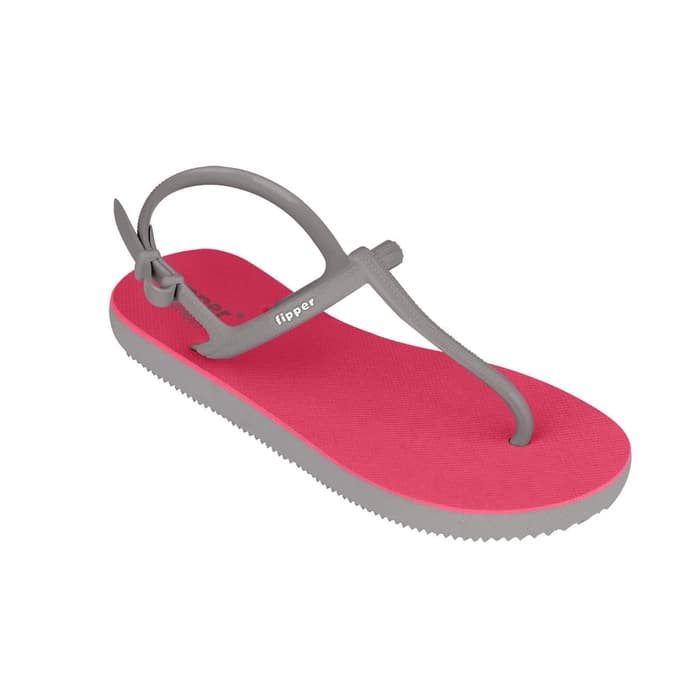 Strappy Fipper / Women 's Flip Flops / Red Ruby Gray