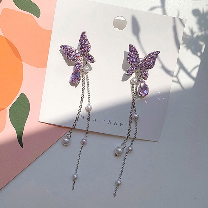 Đôi Bông Tai Hình Bướm Đính Đá Thời Trang Cho Nữ
