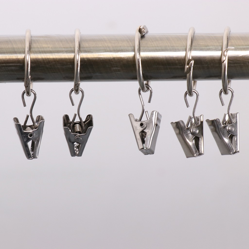 Bộ 12 cái vòng móc có kẹp treo rèm cửa tiện dụng