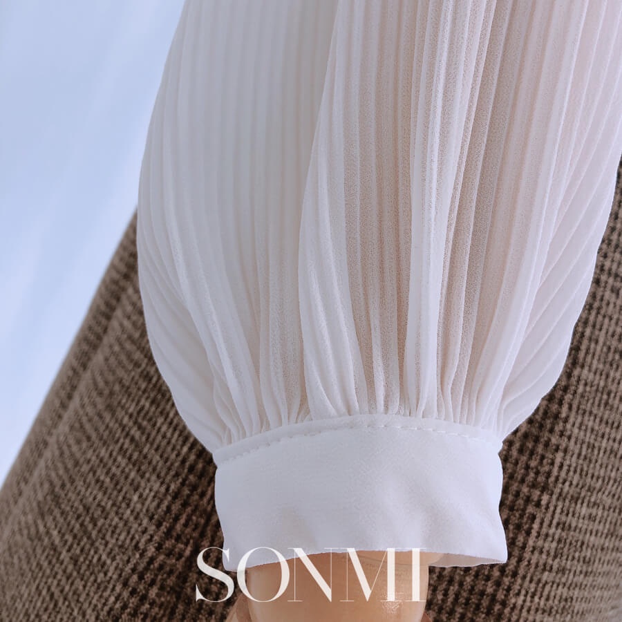 Áo Sơ Mi Nữ SONMI Tay Dài Cổ Nơ Xếp Ly DEANA SHINING