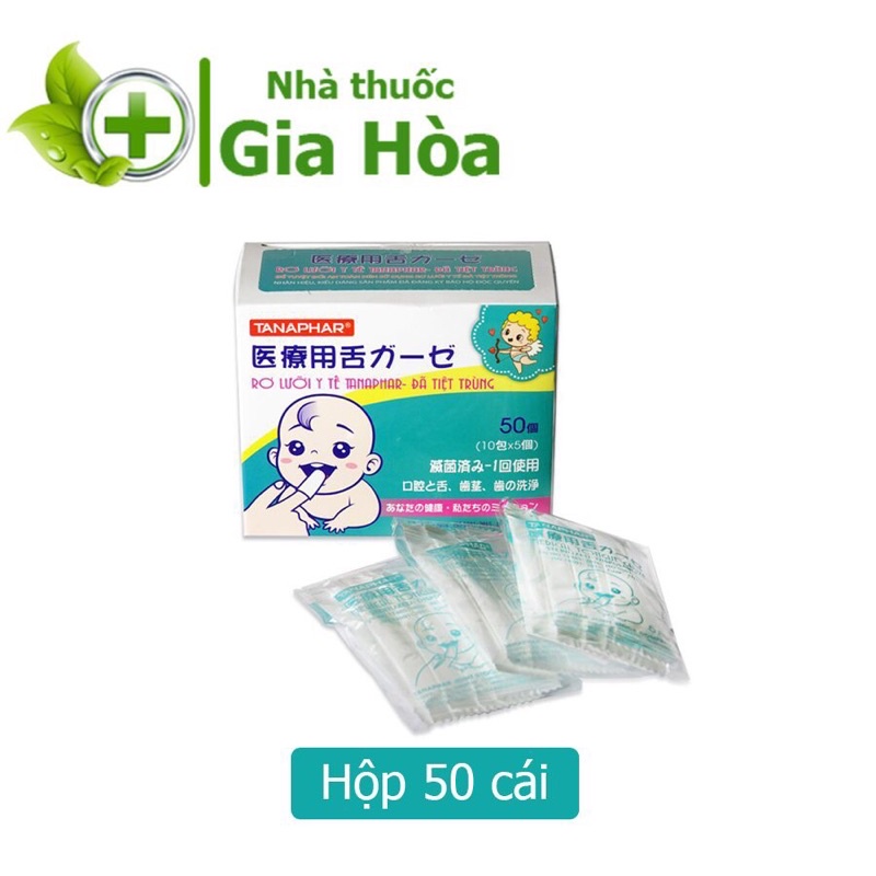 Gạc rơ lưỡi tiệt trùng Tanaphar (Hộp 50 cái)