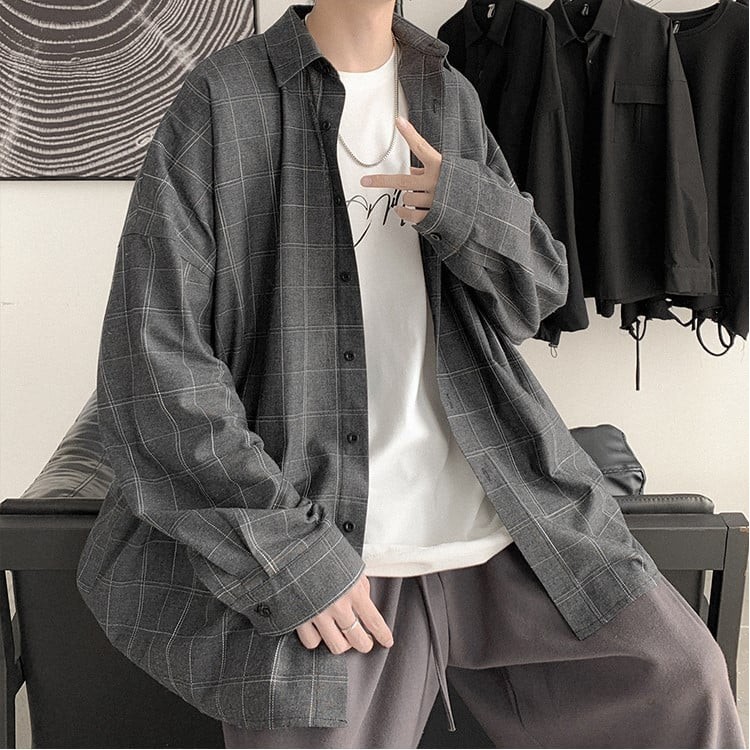 Áo sơ mi oversize khoác, form rộng, full size M - 5XL, kẻ caro phong cách Hàn Quốc, cực dễ phối đồ - Hàng mới về