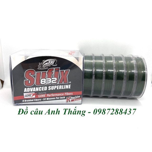 Dây dù chìm 8 sợi Sufix 832 Anvanced superline, dây pe câu lục, câu lure, câu biển.