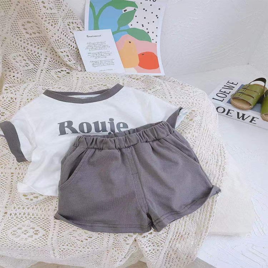 Quần áo cộc tay bé trai BINBON KIDS, Bộ quần áo cho bé In Chữ Rouje Paris siêu hot cho bé Từ 7-28kg