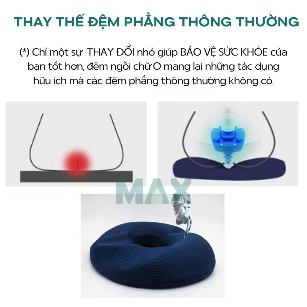 Gối đệm lót ngồi chống bệnh trĩ giảm đau xương cụt bằng cao su non lót ghế văn phòng, ghế ô tô hàng bảo hành 1 năm