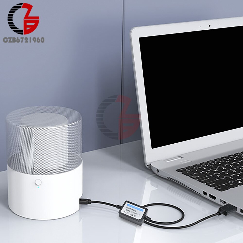 Bộ chuyển nguồn tăng áp DC-DC 5V đến 9V 12V 1A dây cáp USB đầu cắm 5.5x2.1mm cho sạc dự phòng