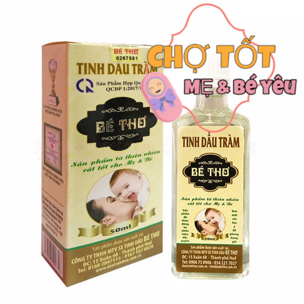 Tinh dầu tràm nguyên chất Bé Thơ Huế 50ml (Chính hãng Công ty Sản xuất Tinh dầu Bé Thơ)