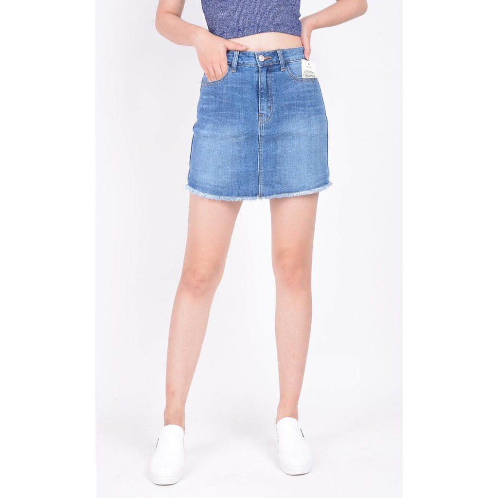 Chân váy jean nữ có quần bên trong đẹp lưng cao cạp cao trơn gấu tua rua hàng hiệu cao cấp mã 403 VANIZEN