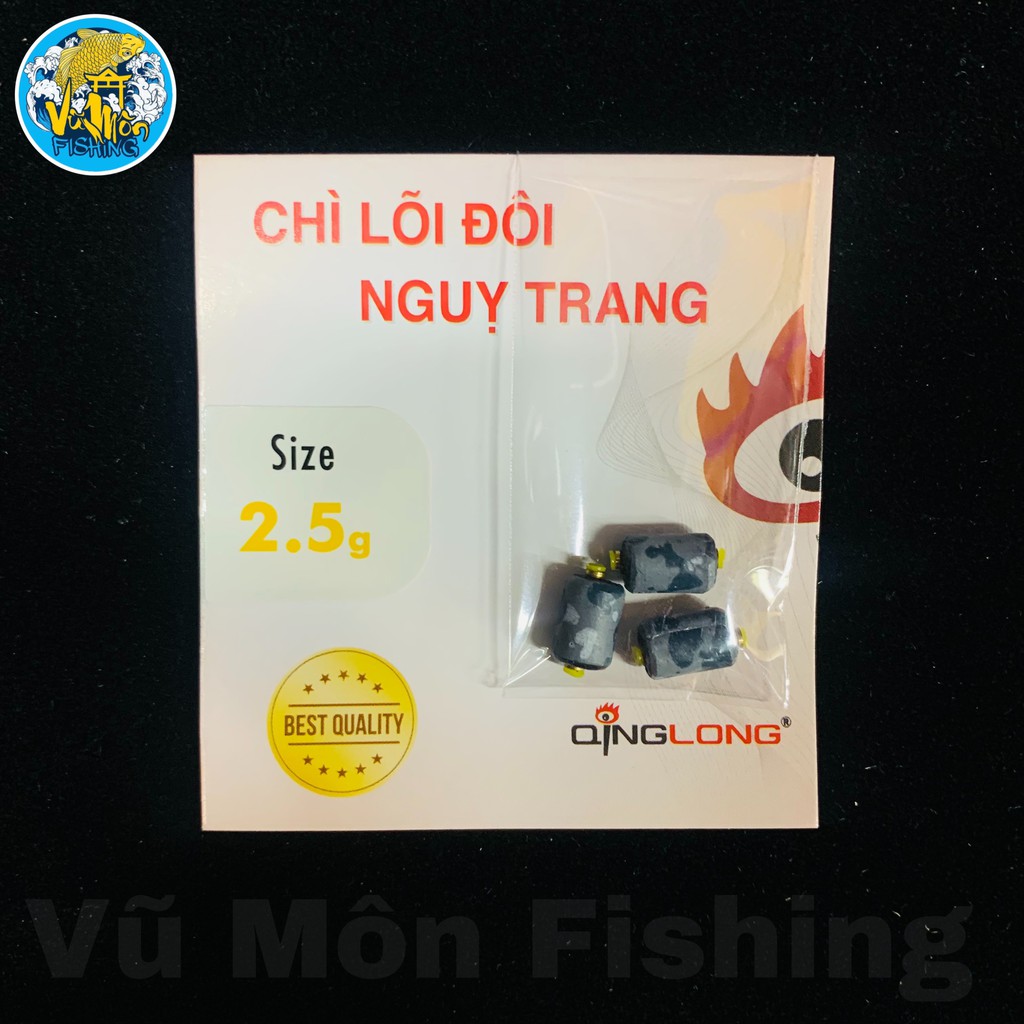 Gói Chì Câu Đài Tàng Hình 3 Viên Lõi Đôi Chia Vạch 1,5-3g - Vũ Môn Fishing