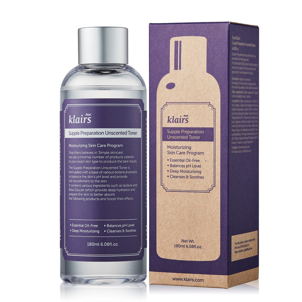 [HÀNG NHẬP KHẨU] Nước Hoa Hồng Klairs Supple Preparation Facial Toner 180ml Chính Hãng 100%