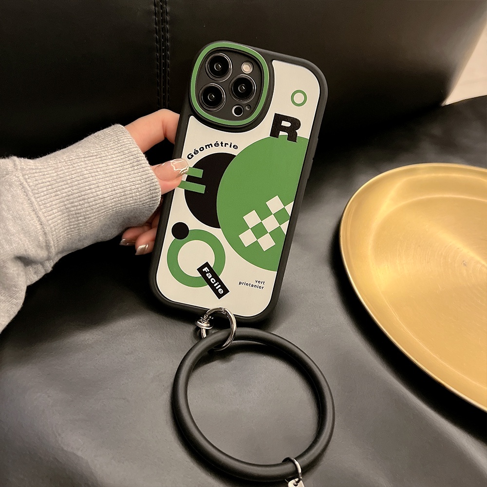 Ốp Điện Thoại TPU Mềm Chống Sốc Họa Tiết Hình Học Có Vòng Đeo Tay Cho iPhone 11 12 13 Pro max mini XS max xr 7 8 se2020 plus