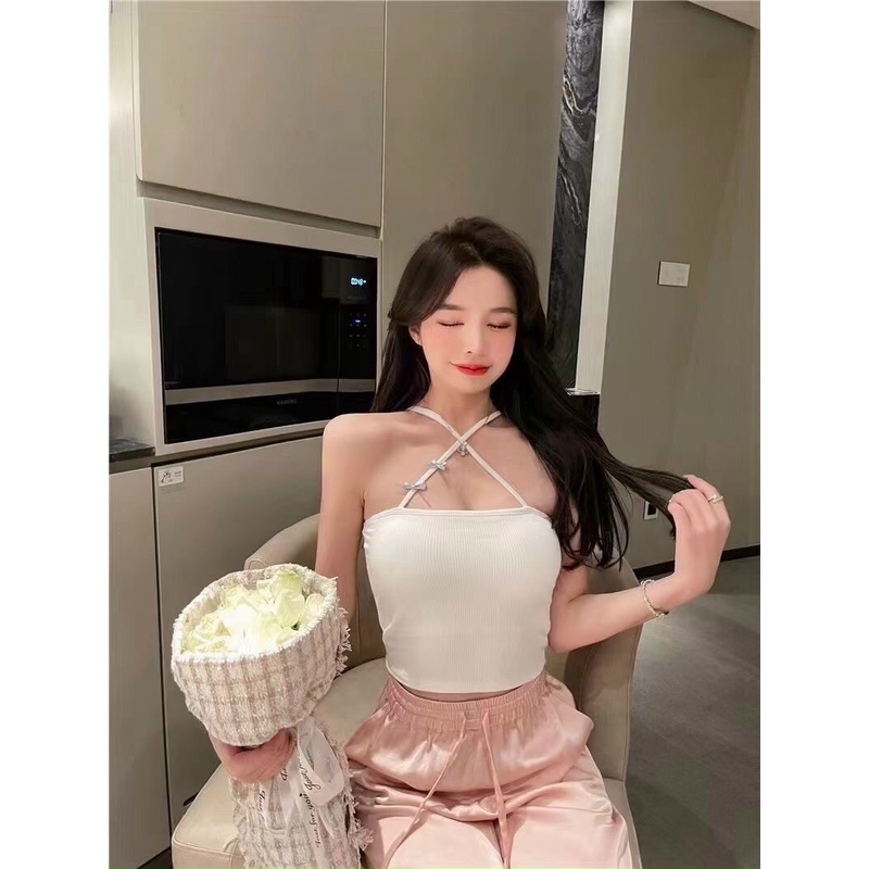 Áo 2 dây đính nơ tạo kiểu kèm đệm ngực cực xinh