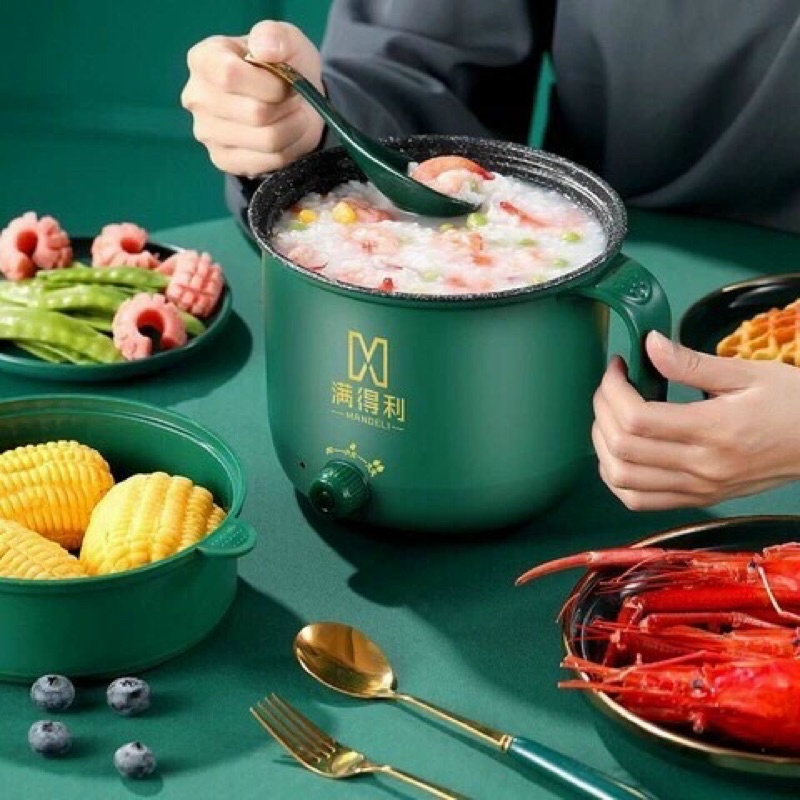 💥Ca Nấu Mì,Nồi Lẩu Mini Cầm Tay, Nấu Cơm Đa Năng Có Tay Cầm 1,8L