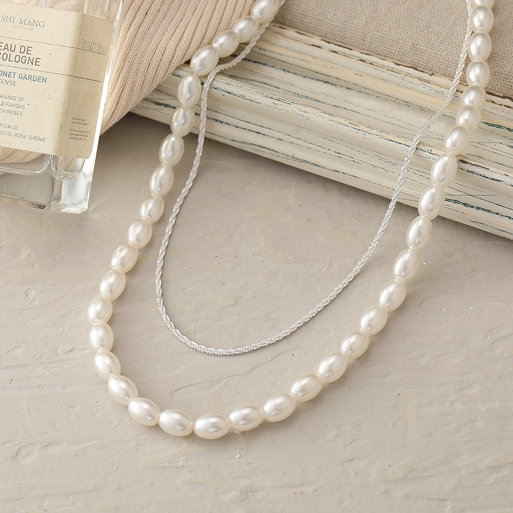 Vòng cổ choker đính ngọc trai nhân tạo lấp lánh thời trang