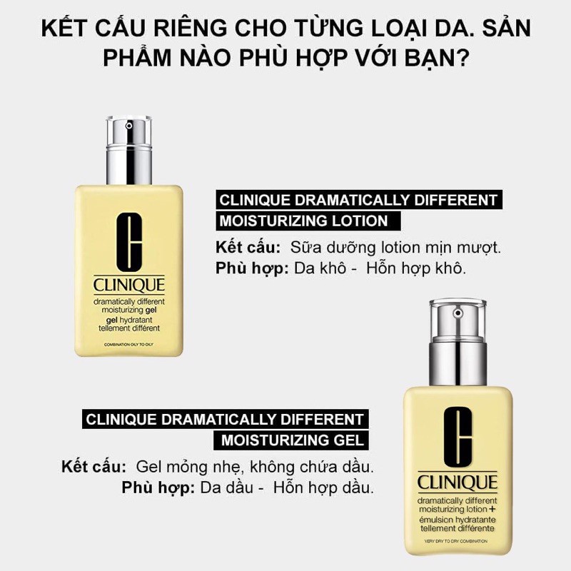 Kem dưỡng ẩm CLINIQUE Dramatically Different Moisturizing dạng GEL và LOTION