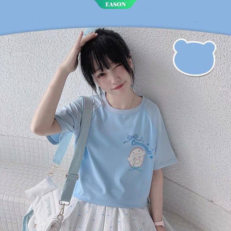 Áo Thun Tay Ngắn Dáng Rộng In Hoạt Hình Cinnamoroll Dễ Thương Thời Trang Mùa Hè Cho Nữ