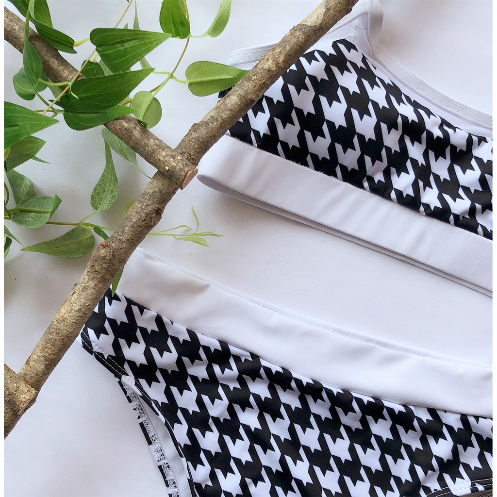 Bộ Bikini Tay Cánh Tiên Họa Tiết Kẻ Ô F26 | BigBuy360 - bigbuy360.vn