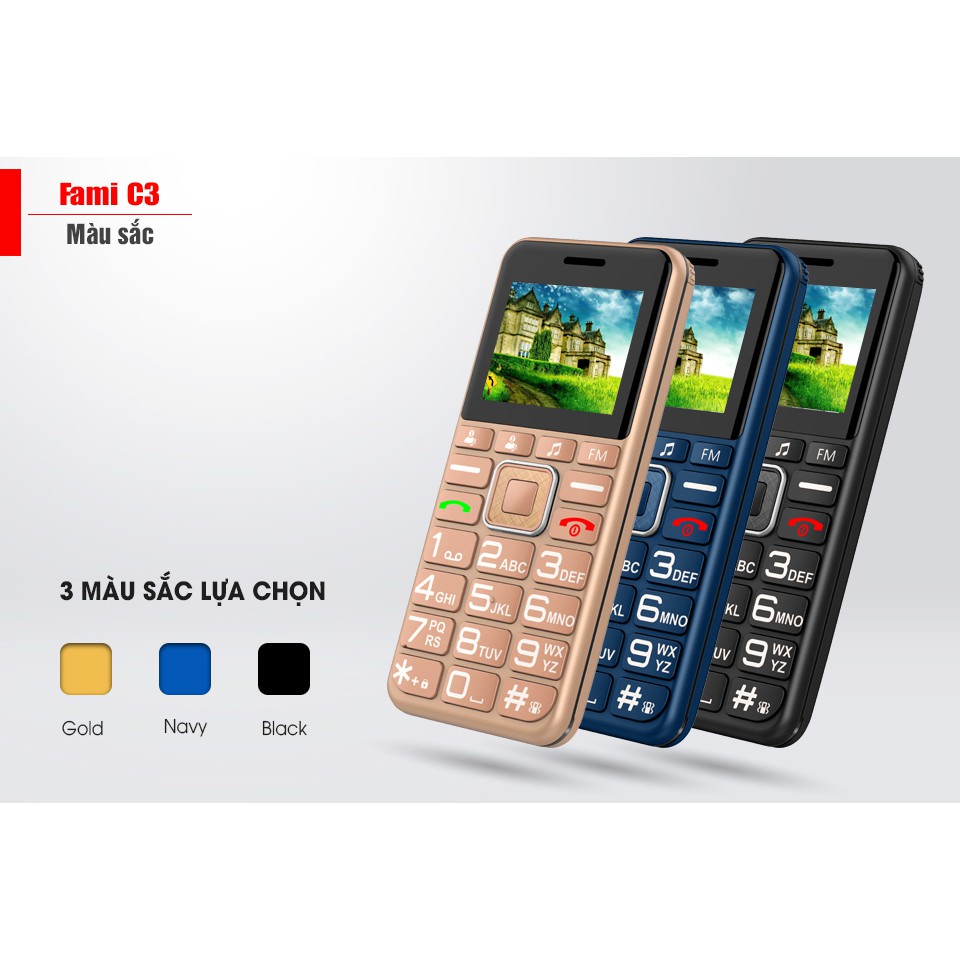 Điện thoại Masstel Fami C3 - chữ to, loa to, FM không cần tai nghe | BigBuy360 - bigbuy360.vn