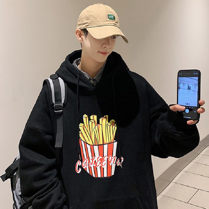 Áo hoodie Tay Dài In Họa Tiết Khoai Tây Chiên Thời Trang Hàn Quốc Dành Cho Nam Size M-8XL