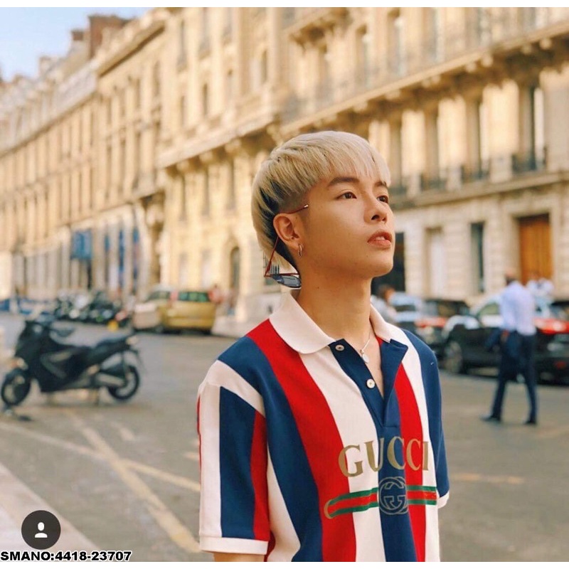 Polo guccii ca sĩ Đức Phức hình áo barca thời trang nam đepk