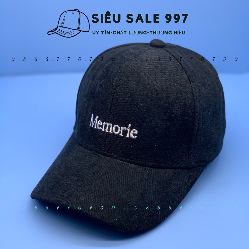 MŨ LƯỠI TRAI THÊU MEMORIE CHẤT NHUNG MỀM MỊN, NÓN KẾT UNISEX CÁ TÍNH THỜI TRANG