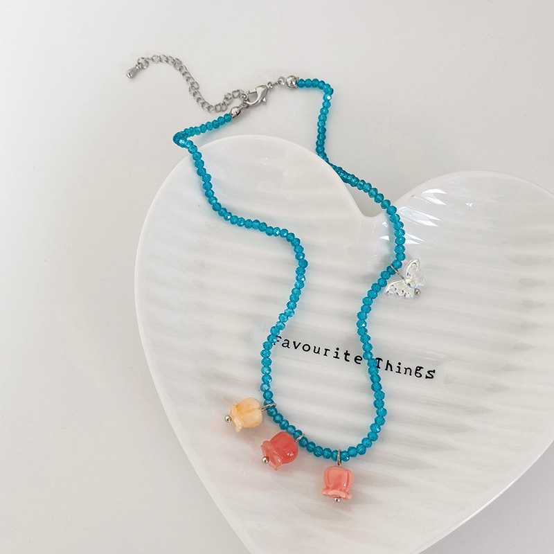 Vòng Cổ Choker Hình Hoa Tulip Đính Hạt Thời Trang Cho Nữ