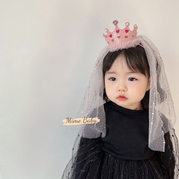 Bờm voan vương miện lấp lánh, bờm công chúa đáng yêu cho bé gái BD61 Mimo Baby
