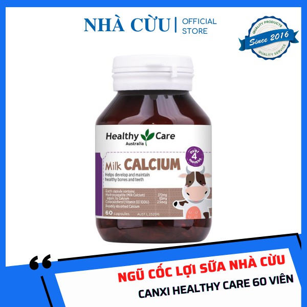 Viên bổ sung canxi Milk Calcium Healthy Care - 60 viên - Úc