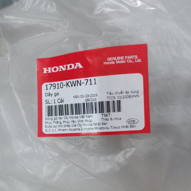 Dây ga Honda Pcx 125 Đời Đầu