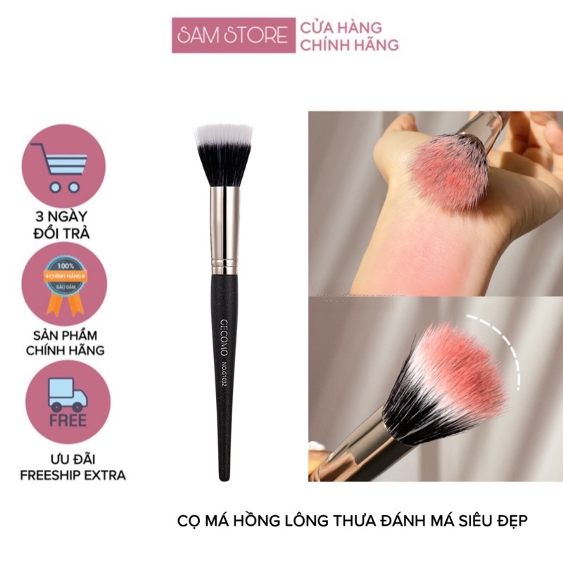 Cọ má hồng lông thưa cao cấp với thiết kế đặc biệt giúp đánh má tự nhiên ửng hồng không lo bị bết