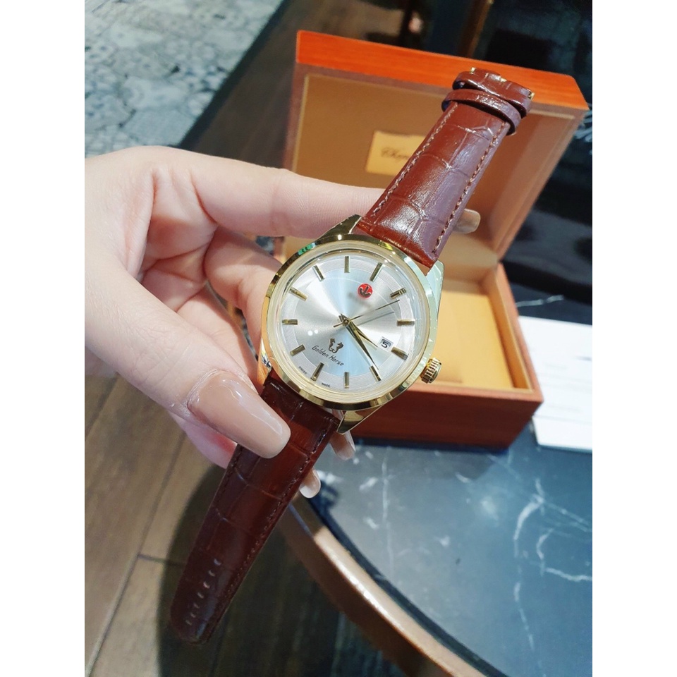Đồng hồ nam R.D golden horse dây da - màu đen/nâu - size 40mm