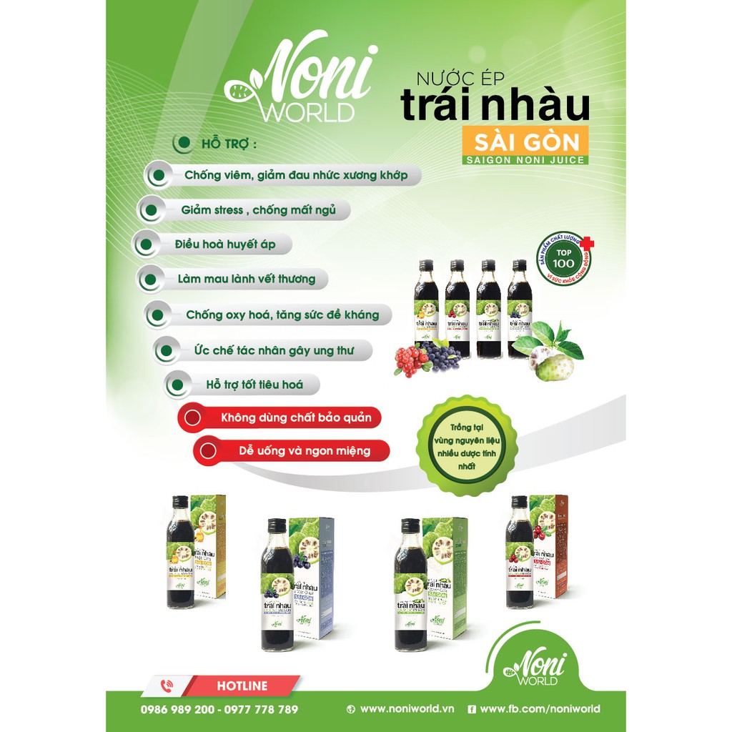 Nước ép trái nhàu và nam việt quất - Noni & cranberry juice NONIWORLD