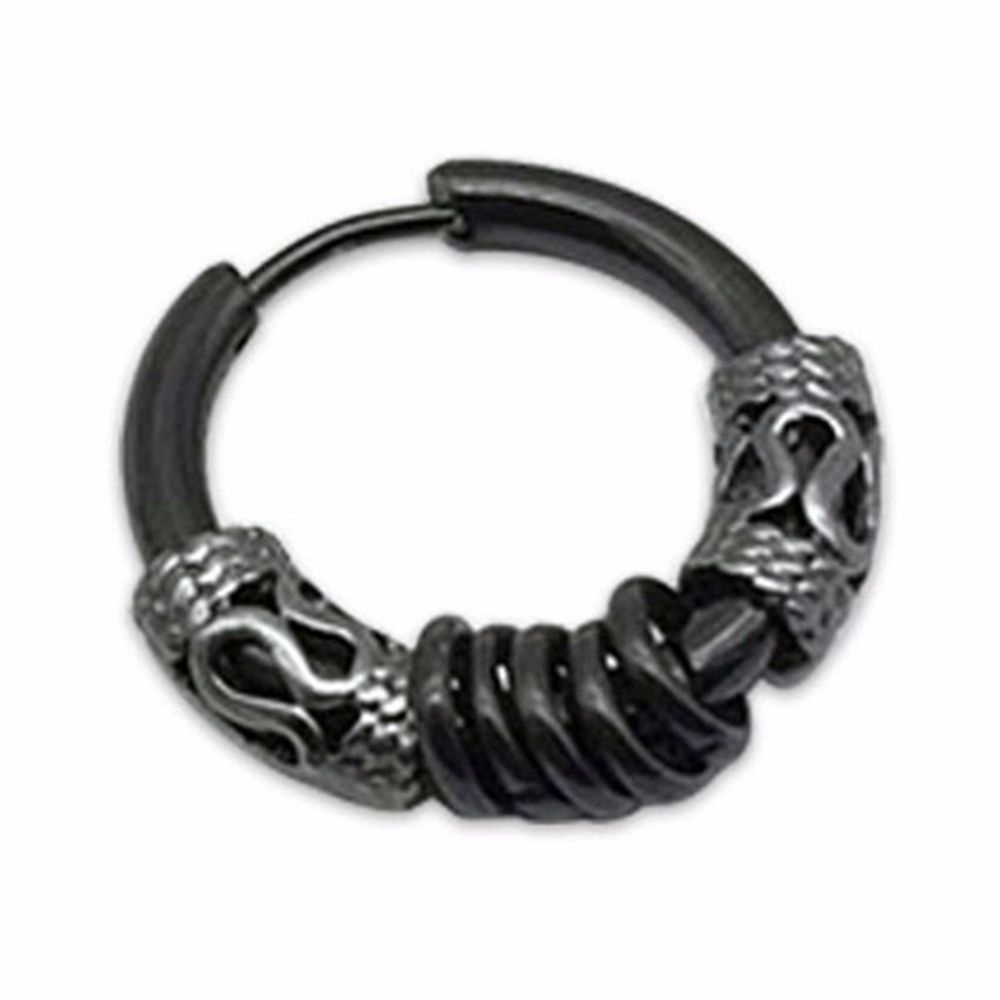 Khuyên tai thép không gỉ tròn hình rồng nhiều màu thời trang hiphop Hàn Quốc dành cho nam nữ