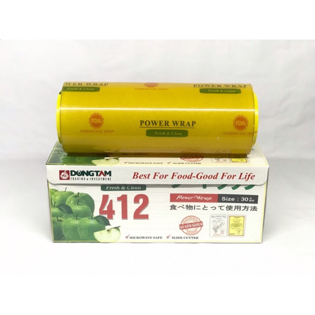 Màng bọc 412 Power Wrap Đồng Tâm nhập khẩu Malaysia - Màng bọc thức ăn size 30cm x 250met