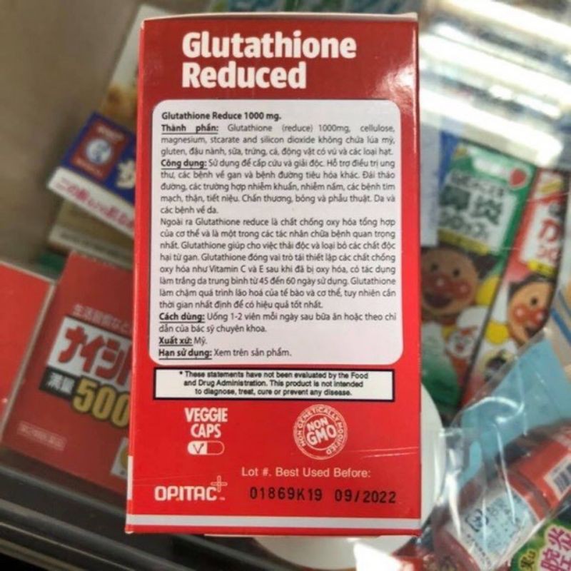 Viên uống trắng da Glutathione Reduced Jarrow 1000mg, USA, hộp 60 viên | BigBuy360 - bigbuy360.vn