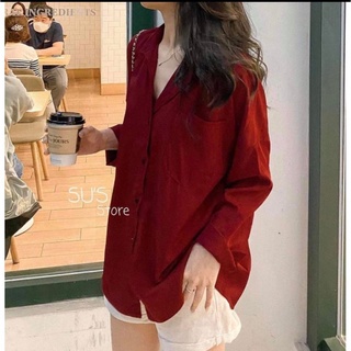 Áo sơ mi nữ HAN2012_STORE TRẮNG HỒNG ĐỎ ĐÔ kiểu hàn quốc form rộng tay dài công sở đi học vải lụa đẹp