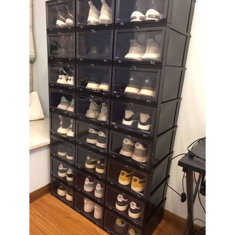 Hộp Đựng Giày Nhựa Cứng Cao Cấp Size Lớn (xịn nắp kính)