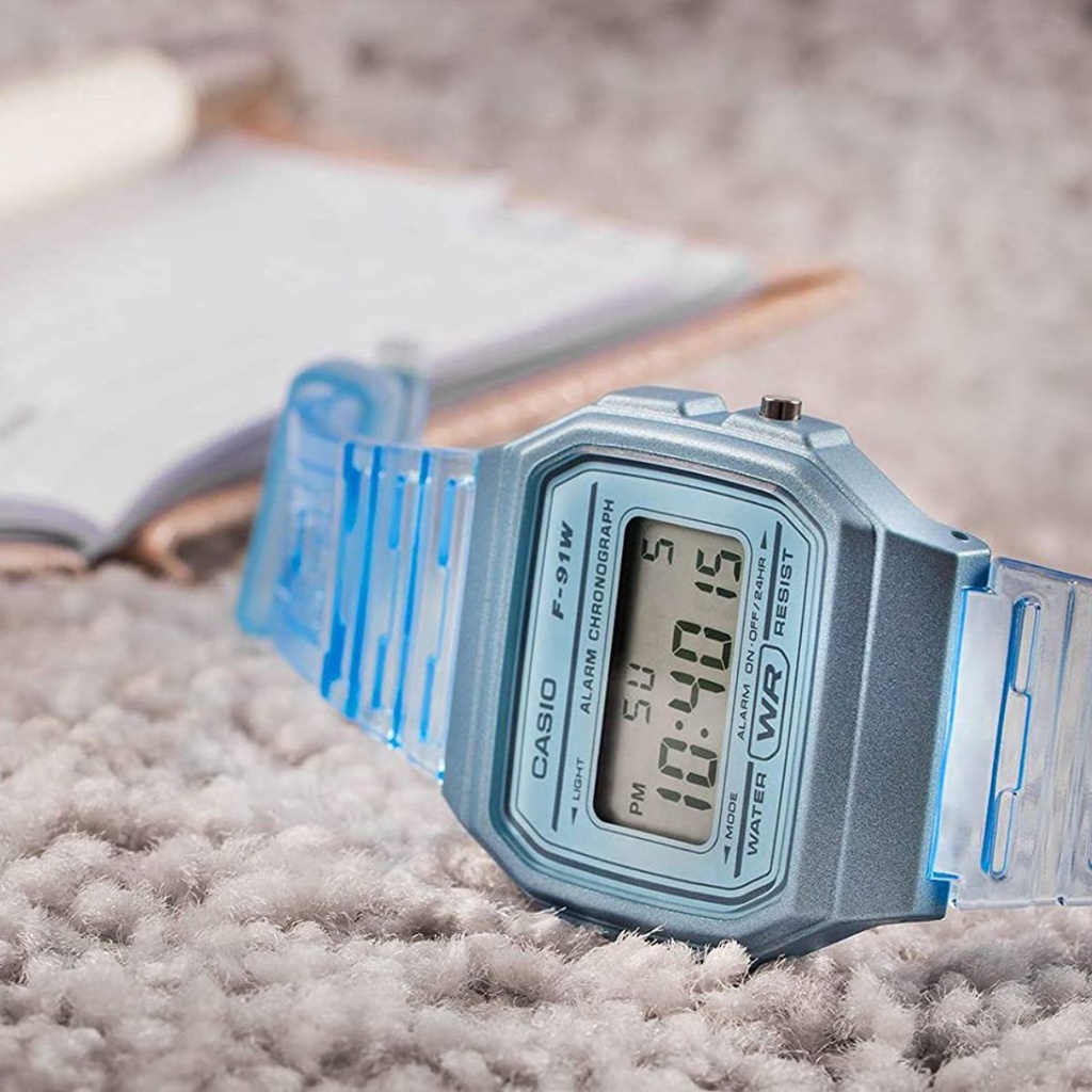 Đồng Hồ Quartz Nữ Casio WATCHSTORE F-91WS-2DF Thiết Kế Mặt Kính Khoáng 35 mm, Dây Nhựa Và Vỏ Nhựa