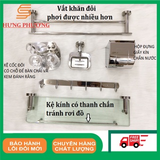 Bộ phụ kiện gương nhà tắm cao cấp hàng dày đẹp loại 1 chuẩn inox 304