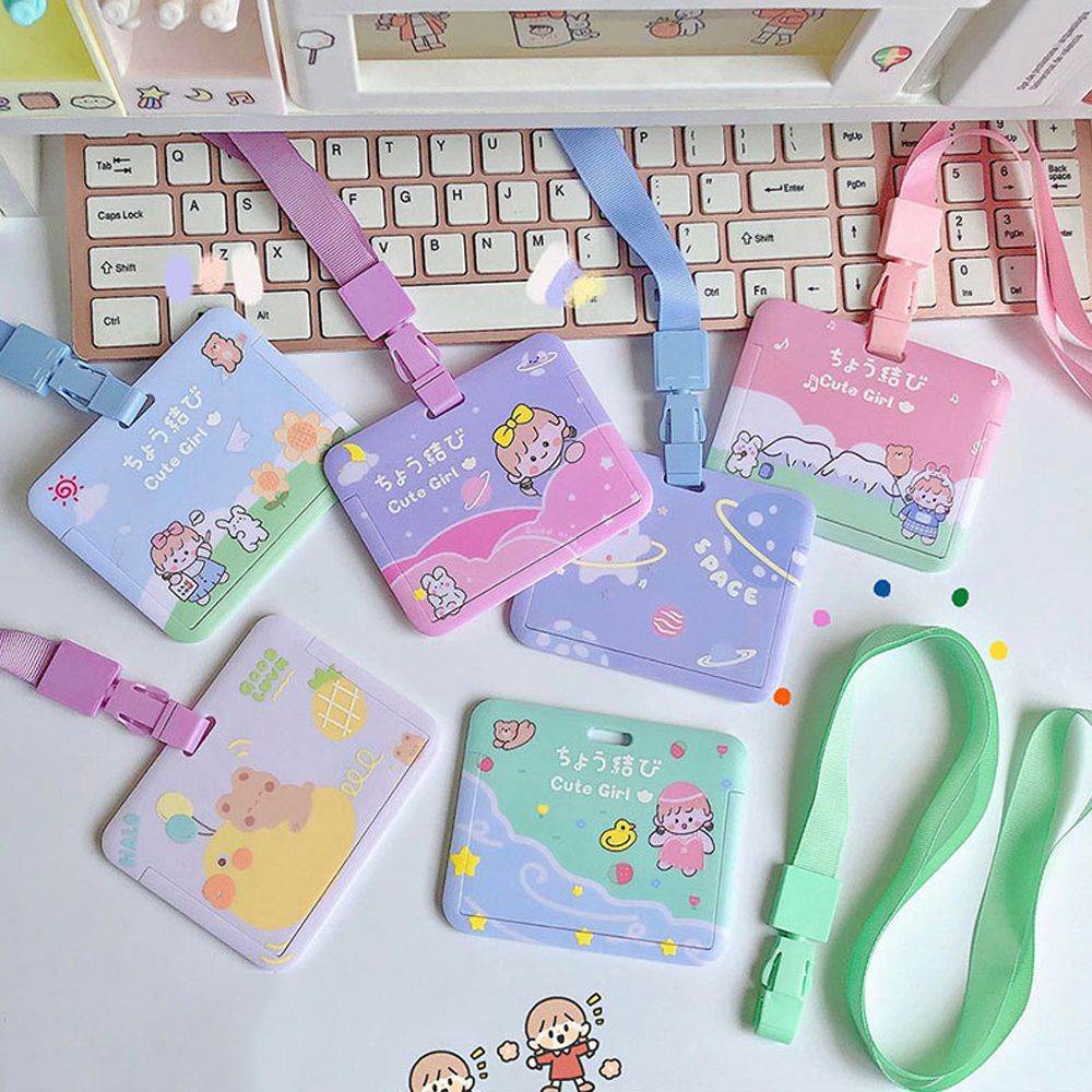 Vỏ đựng thẻ ID/ thẻ tín dụng bằng ABS hai mặt họa tiết hoạt hình xinh xắn dành cho học sinh