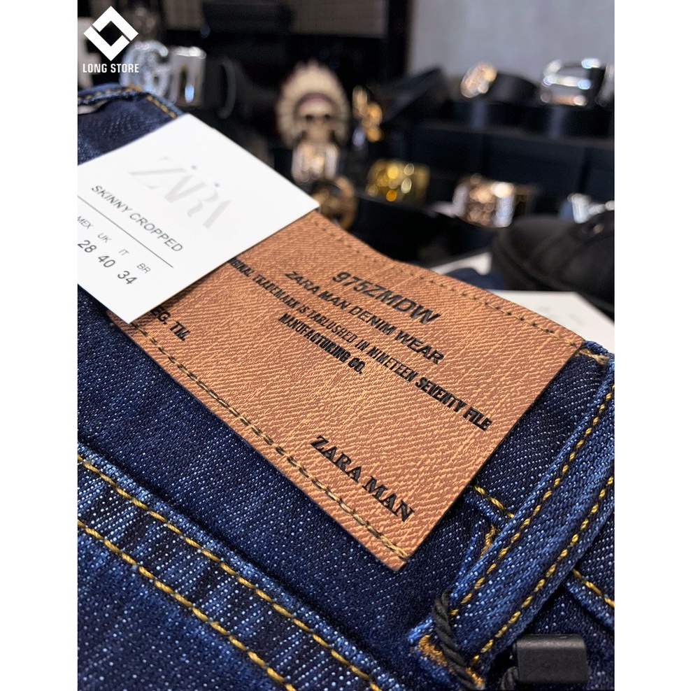 Quần jean nam xước cao cấp ống đứng dáng ôm skinny màu xanh đậm chất bò co giãn LONGSTORE Xuoc63 | BigBuy360 - bigbuy360.vn