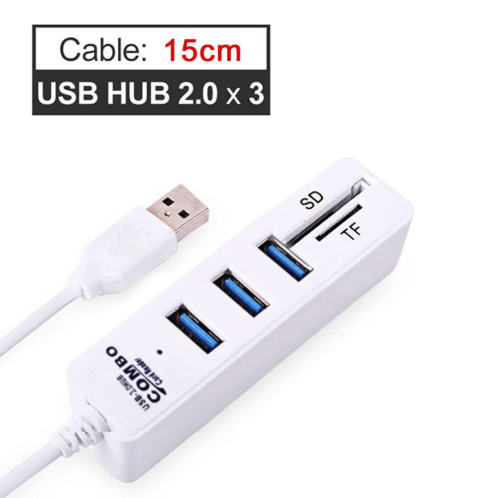 🌈NG USB Hub Combo 3 cổng Tốc độ cao USB 2.0 Hub Splitter Multi USB Combo 2 trong 1 Đầu đọc thẻ SD / TF