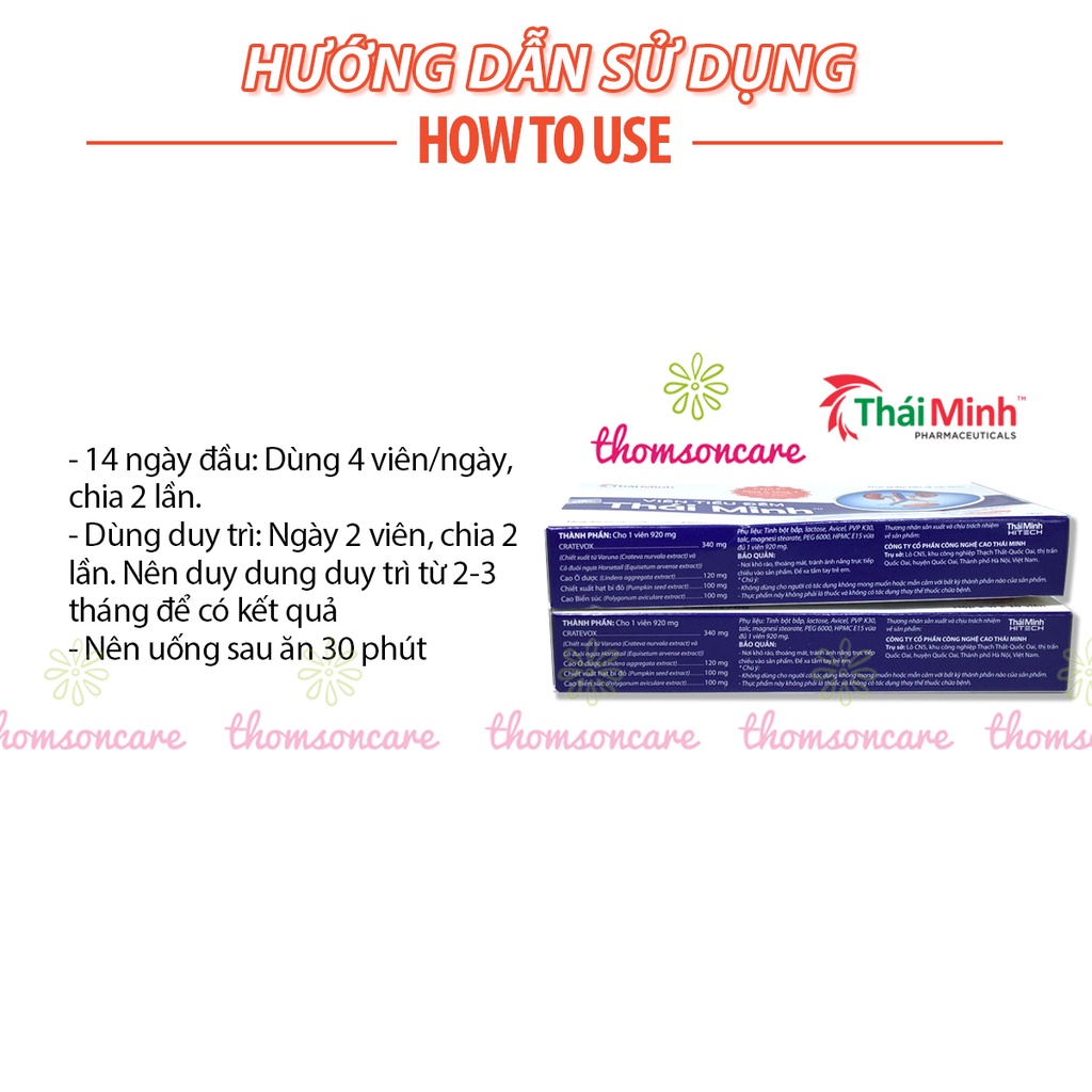 Viên tiểu đêm Thái Minh Mua 6h tặng 1h bằng tem tích điểm, bổ thận, phì đại tuyến tiền liệt Hộp 20 viên