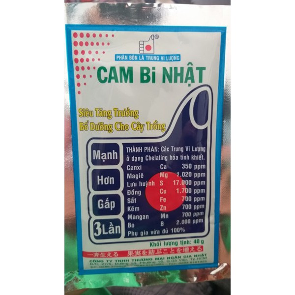 Bổ Sung Trung Vi Lượng – Cam Bi Nhật 308 gói 40gr