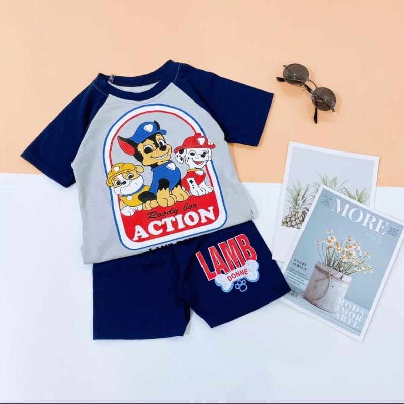 ĐỒ BỘ QUẦN ÁO THUN ĐỘI CHÓ CỨU HỘ PAW PATROL CHO BÉ TRAI