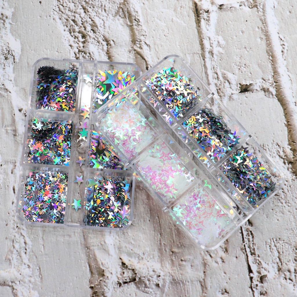 1 Hộp Hạt Kim Sa Hình Ngôi Sao 3D Trang Trí Móng Tay Nghệ Thuật