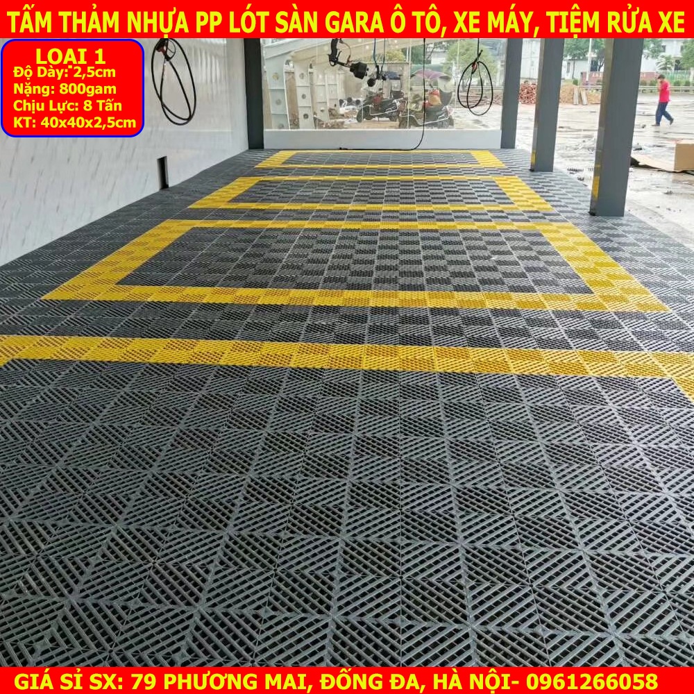 Tấm Nhựa Lót Sàn GARA Ô TÔ - Thảm Lót Sàn Trung Tâm Chăm Sóc Xe, Rửa Xe, Sửa Xe [LOẠI 1: Dày 2,5cm]