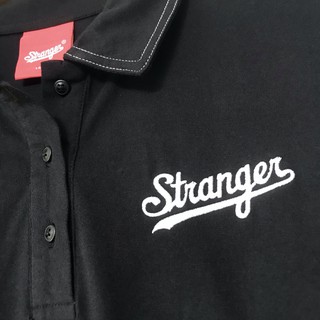 Áo Cặp Polo STRANGER® đen chỉ trắng