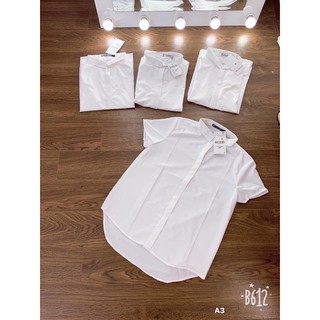 sơ mi trắng cộc tay đuôi tôm siêu nét