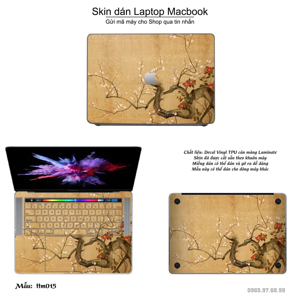 Skin dán Macbook mẫu Tranh thủy mặc (đã cắt sẵn, inbox mã máy cho shop)